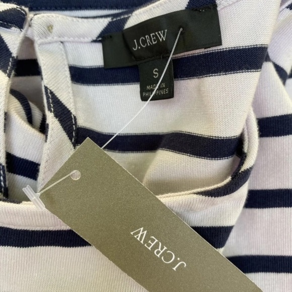 J Crew Womens Stripe T Shirt Small Purple  Mariner Cloth Ruffle Sleeve NWT - Picture 5 of 7